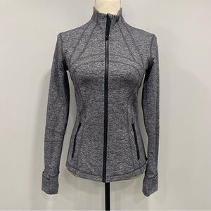 Lululemon 6 Define Luon Jacket Heathered Black Full Zip Fitted Run Performance